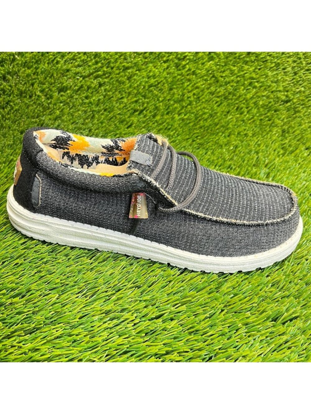 Hey Dude Wally Eco Sox Charcoal Gray Mens Size 8 Casual Walking Slip-On Shoes